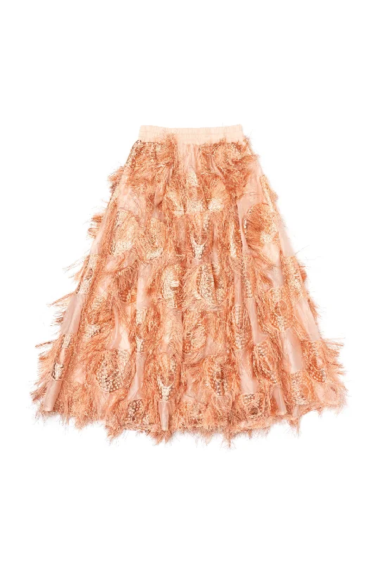 Eyelash Elastic Waist Skirt - Rose Gold maxi skirt elegant