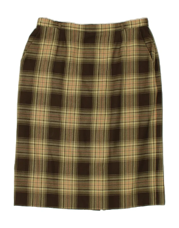 FRANKENWALDER Womens Pencil Skirt IT 46 Large W36 Brown Plaid Polyester corduroy skirt durable