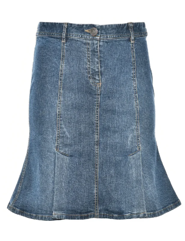 Indigo Denim Skirt - S tiered skirt playful