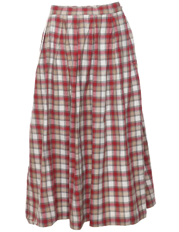 Izod Pleated Checked Skirt - M velvet skirt plush