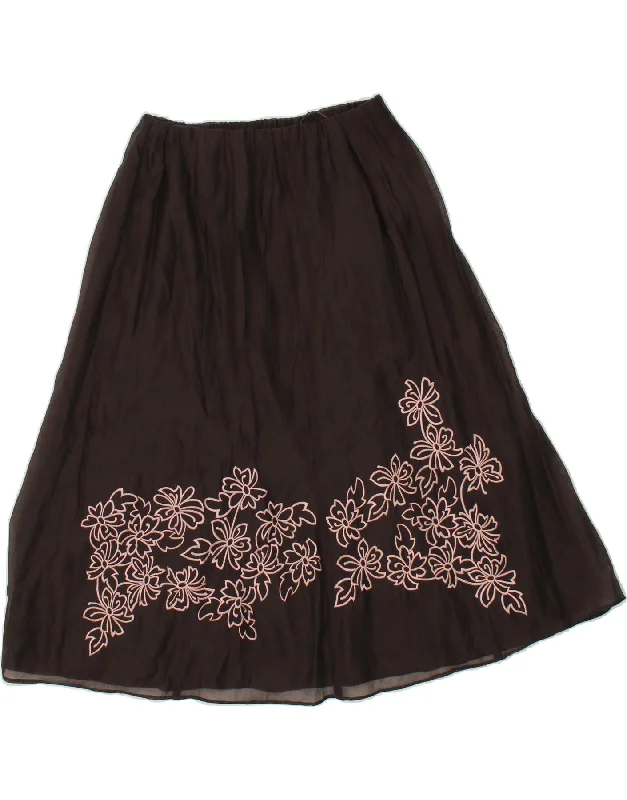 JACQUES VERT Womens A-Line Skirt UK 14 Large W32  Brown Floral Polyester wool skirt thick