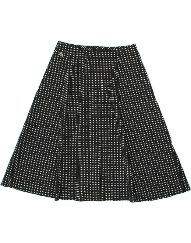 LACOSTE Womens A-Line Skirt Size 36 Small W25  Black Polka Dot Cotton pleated skirt texture