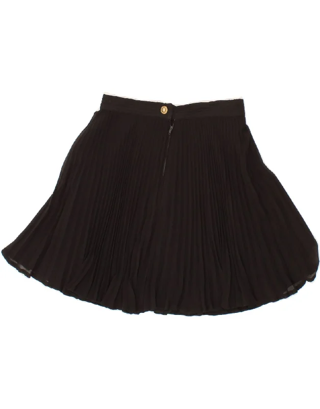 L'ALTRA MODA Womens Pleated Skirt UK 10 Small W26  Black wool skirt sturdy