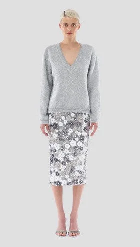 Le Superbe Winter Garden Liza Skirt - Winter Floral cashmere skirt soft