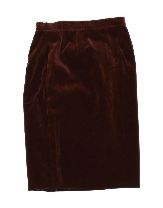 LUISA SPAGNOLI Womens Velvet Straight Skirt IT 44 Medium W28 Brown velvet skirt plush