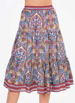 M.A.B.E Midi Skirt - Pia Print lace skirt intricate