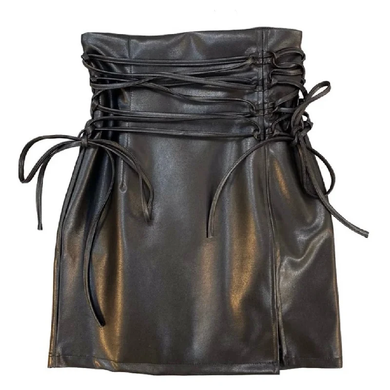 MARTHA FAUX LEATHER SKIRT high waist skirt