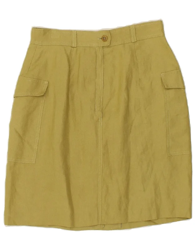 MAX MARA Womens Weekend Pencil Skirt UK 12 Medium W28 Yellow Linen boho skirt vibe