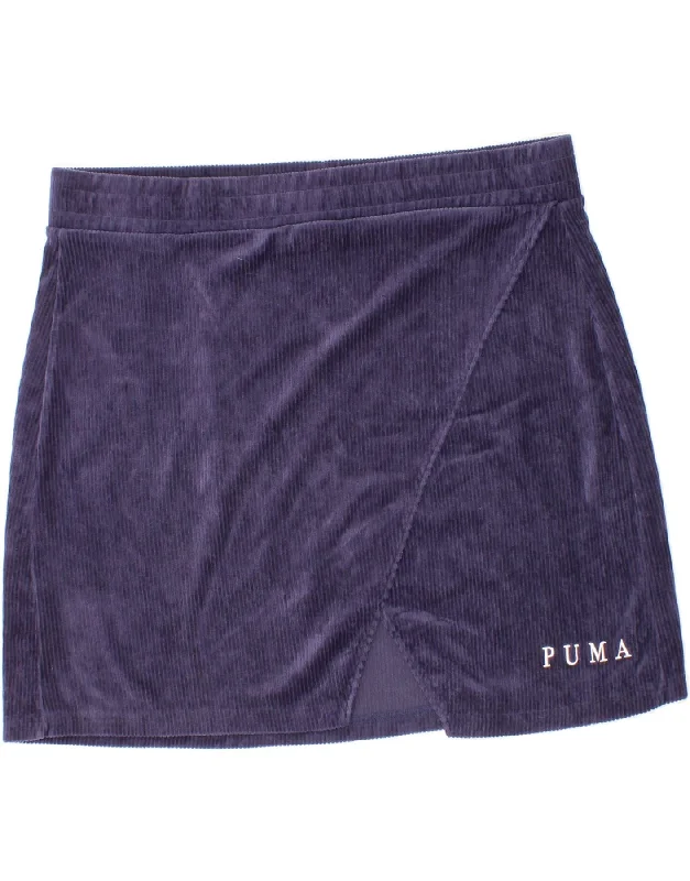 PUMA Womens Mini Skirt W26 Small Navy Blue leather skirt bold