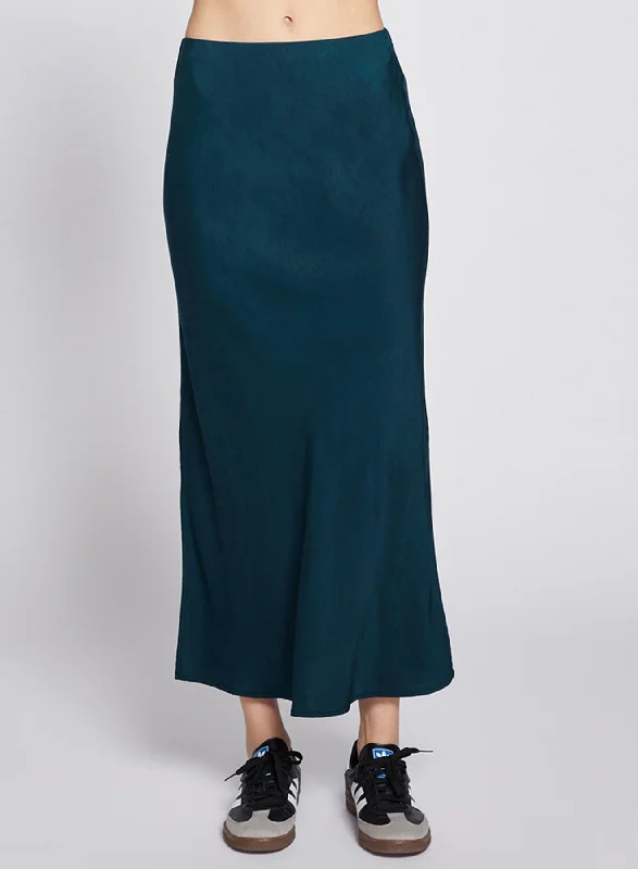 Stateside Satin Slit Maxi Skirt - Evergreen denim skirt classic