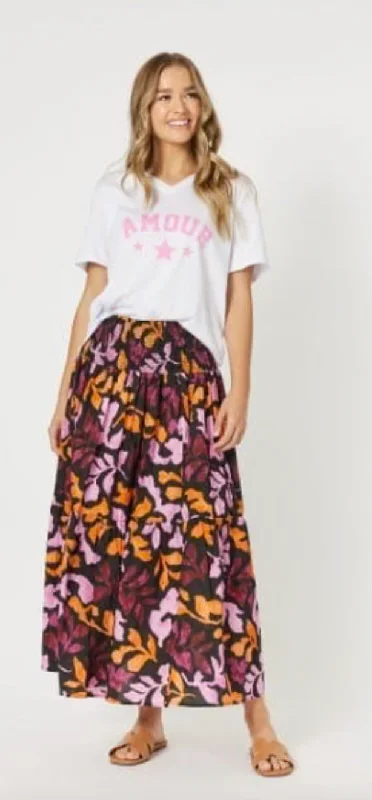 Tara Print Skirt linen skirt light