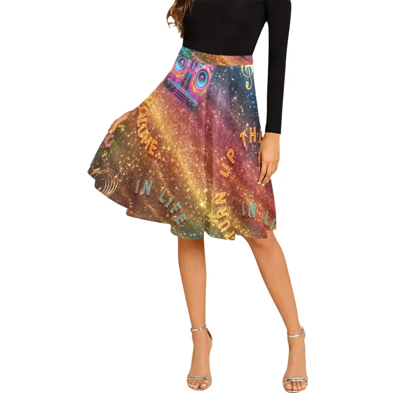 “Turn Up the Volume” Women's Pleated Midi Skirt chiffon skirt lightweight