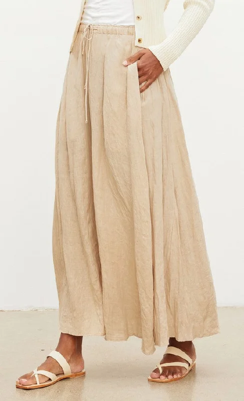 Velvet Bailey Linen Maxi Skirt - Bisquit linen skirt natural