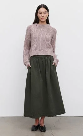 Velvet Sophia Skirt - Ivy pleated skirt texture