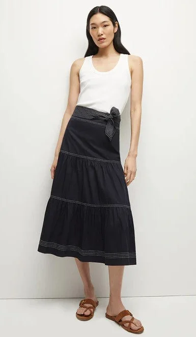 Veronica Beard Armida Skirt - Navy leather skirt sleek