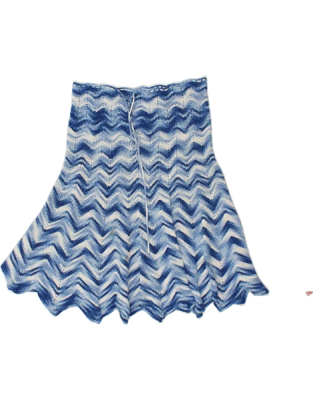 VINTAGE Womens A-Line Skirt W28 Medium Blue Chevron wrap skirt elegant