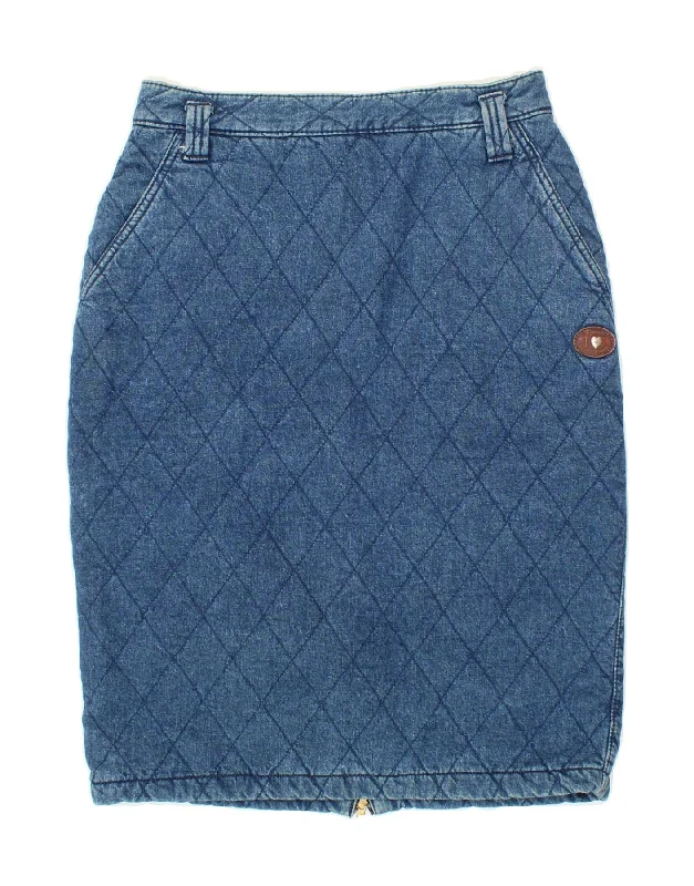 VINTAGE Womens Denim Skirt IT 42 Medium W28  Blue Argyle/Diamond Cotton chiffon skirt airy