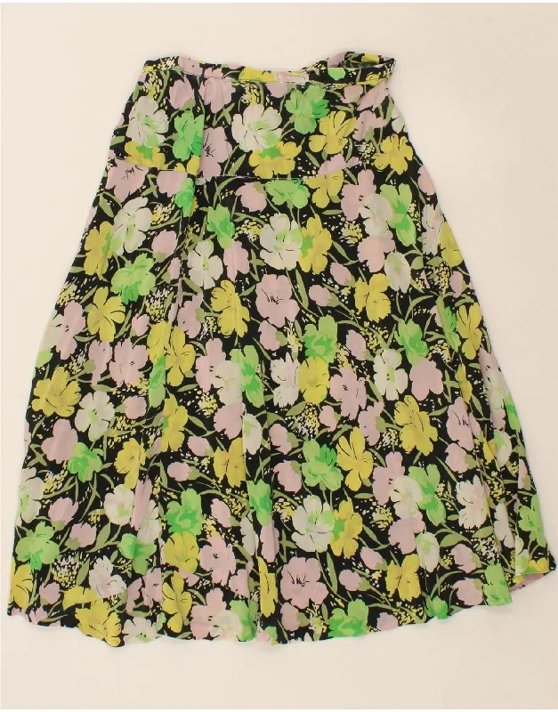 VINTAGE Womens Flared Skirt W28 Medium Multicoloured Floral denim skirt classic