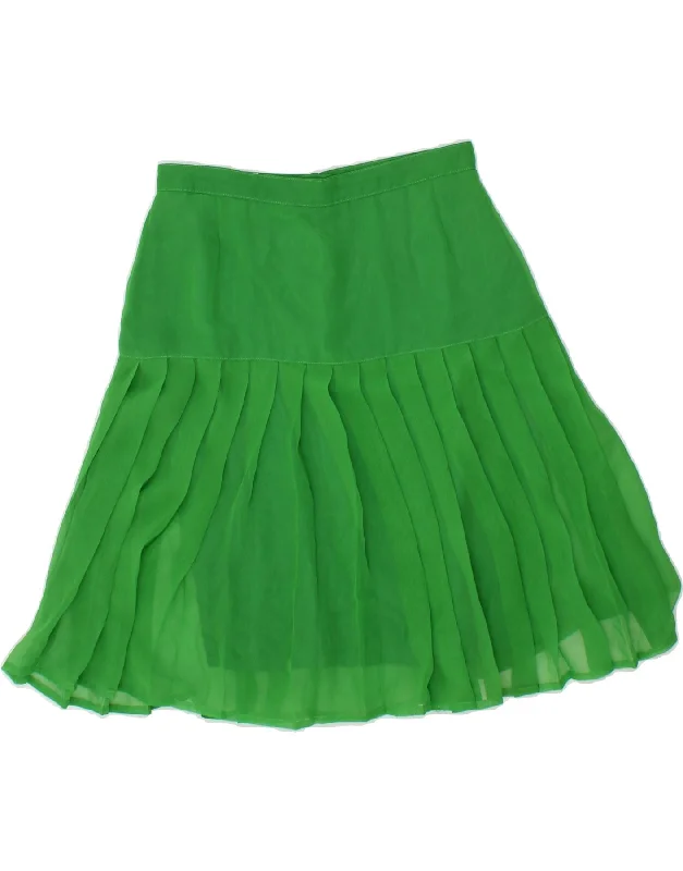 VINTAGE Womens Knife Pleated Skirt W28 Medium  Green lace skirt intricate