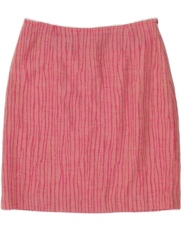 VINTAGE Womens Pencil Skirt W30 Medium  Pink Striped linen skirt relaxed