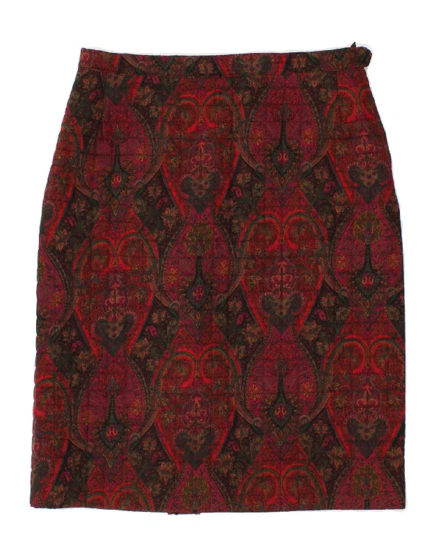 VINTAGE Womens Pencil Skirt W32 Large  Red Paisley leather skirt sleek