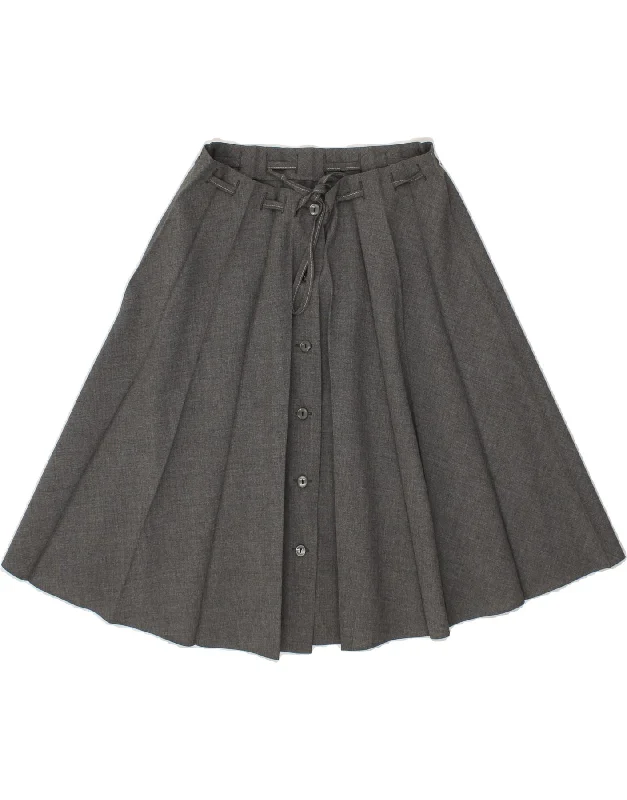 VINTAGE Womens Pleated A-Line Skirt W30 Medium Grey corduroy skirt durable