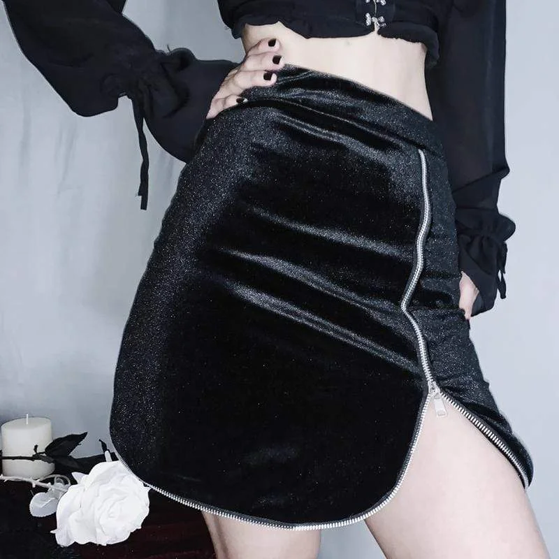 Women's Gothic Zippered Slit Skinny Skirts wool skirt warm